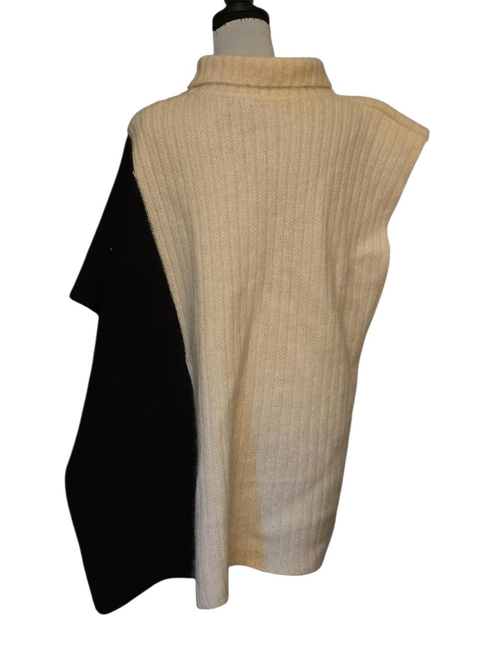 Vintage 90's Wool Mohair Black & White Color Block Sweater with Open Side OSFM